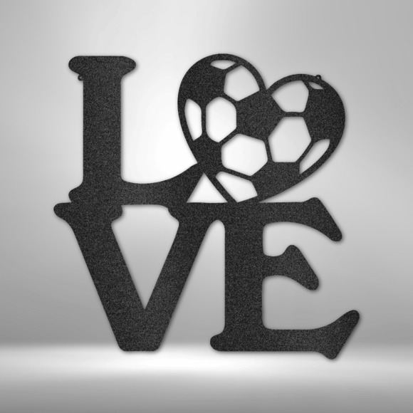 Soccer Love Steel Sign Laser Cut Powder Coated Home & Office Metal Wall Decor Mu